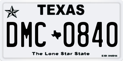 TX license plate DMC0840