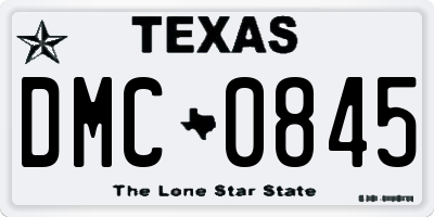 TX license plate DMC0845