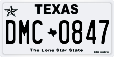 TX license plate DMC0847