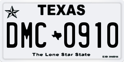 TX license plate DMC0910