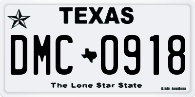 TX license plate DMC0918