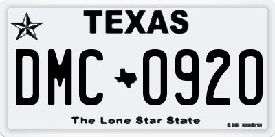 TX license plate DMC0920