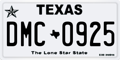 TX license plate DMC0925