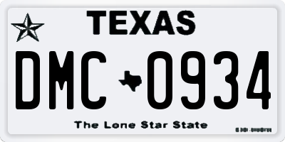 TX license plate DMC0934