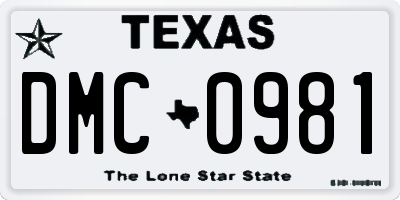 TX license plate DMC0981