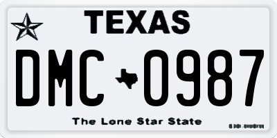 TX license plate DMC0987