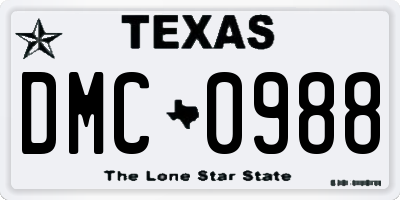 TX license plate DMC0988