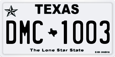 TX license plate DMC1003
