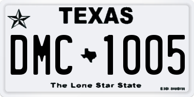 TX license plate DMC1005