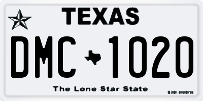 TX license plate DMC1020