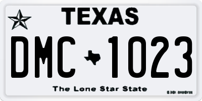 TX license plate DMC1023