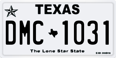 TX license plate DMC1031