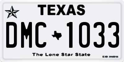TX license plate DMC1033