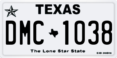 TX license plate DMC1038