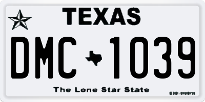 TX license plate DMC1039