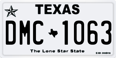 TX license plate DMC1063