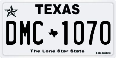 TX license plate DMC1070