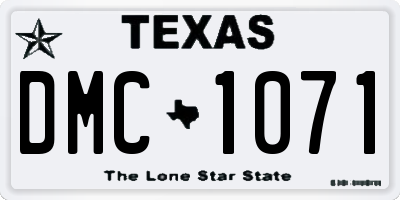 TX license plate DMC1071