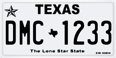 TX license plate DMC1233
