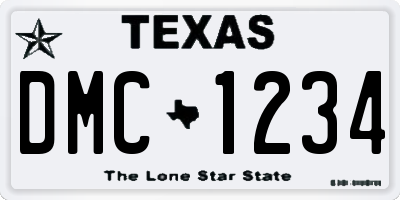 TX license plate DMC1234