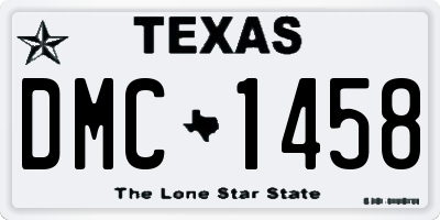 TX license plate DMC1458
