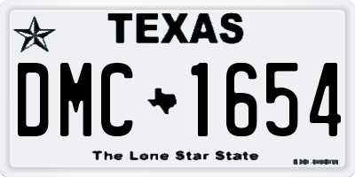 TX license plate DMC1654