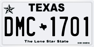 TX license plate DMC1701