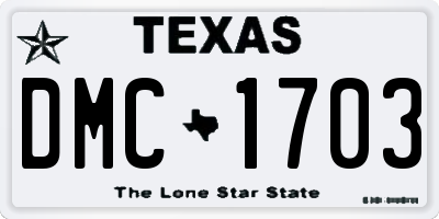 TX license plate DMC1703