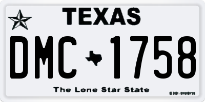 TX license plate DMC1758
