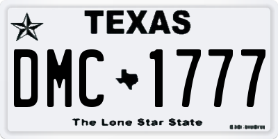 TX license plate DMC1777