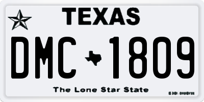 TX license plate DMC1809