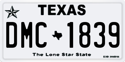 TX license plate DMC1839