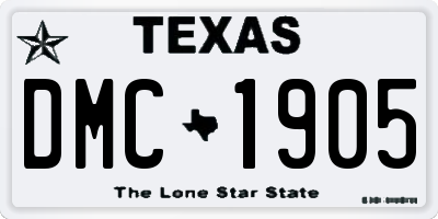 TX license plate DMC1905