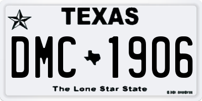 TX license plate DMC1906