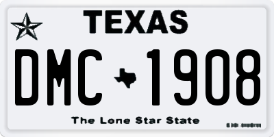 TX license plate DMC1908