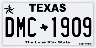 TX license plate DMC1909