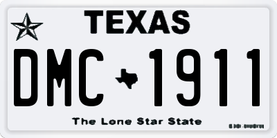 TX license plate DMC1911