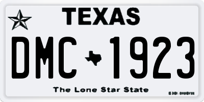 TX license plate DMC1923