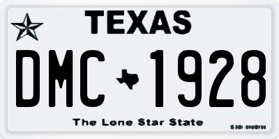TX license plate DMC1928