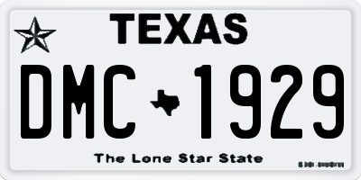 TX license plate DMC1929