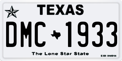 TX license plate DMC1933