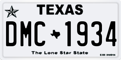 TX license plate DMC1934