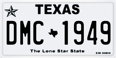 TX license plate DMC1949