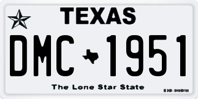 TX license plate DMC1951