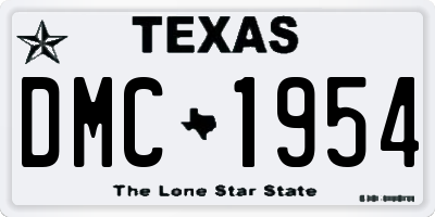TX license plate DMC1954