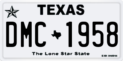 TX license plate DMC1958