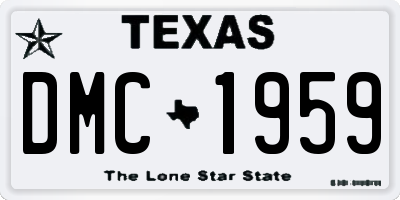 TX license plate DMC1959