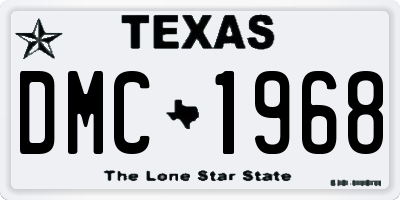 TX license plate DMC1968