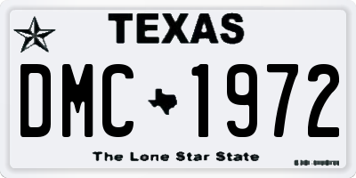 TX license plate DMC1972