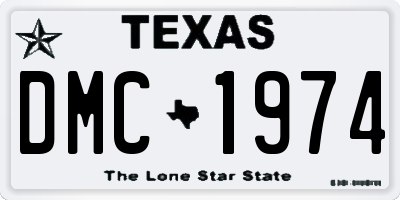 TX license plate DMC1974